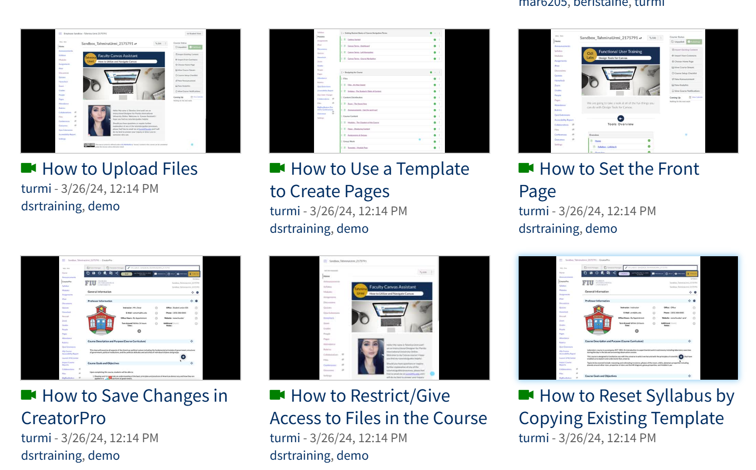 Video clips screenshot